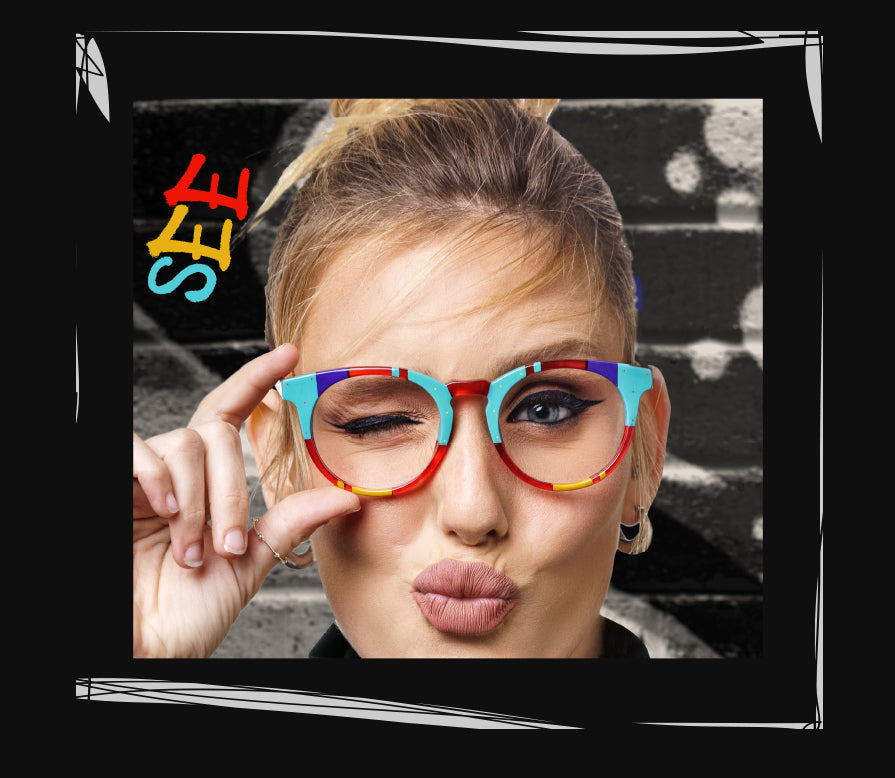 Funky designer shops eyeglasses